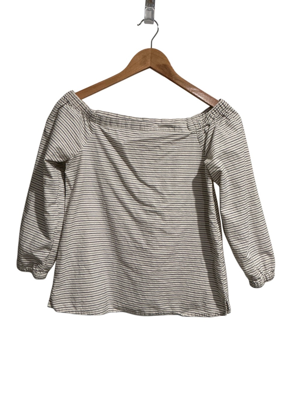 Madewell Jardin Off-The Shoulder Striped Blouse 3/4 Sleeve
